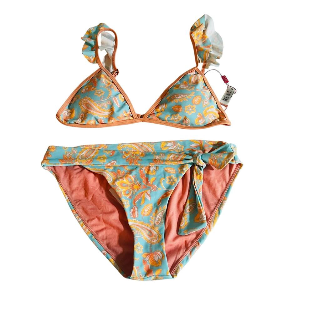 Heat Printed Two Piece Bikini Swim Bikini Set Size L Large Top Medium Bottom NWT - Picture 3 of 6
